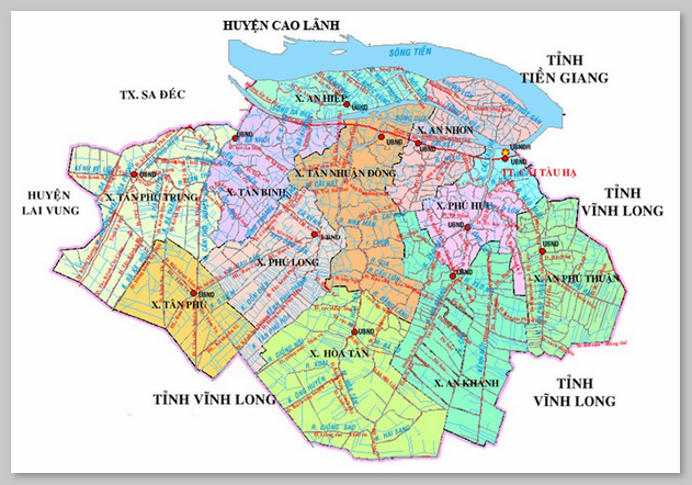 Bản đồ hành chính thị trấn Cái Tàu Hạ Châu Thành Đồng Tháp